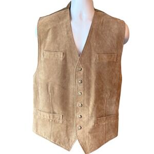 Orvis Leather Vest Tan Western Ranch Biker Motorcycle Genuine Leather X-Large